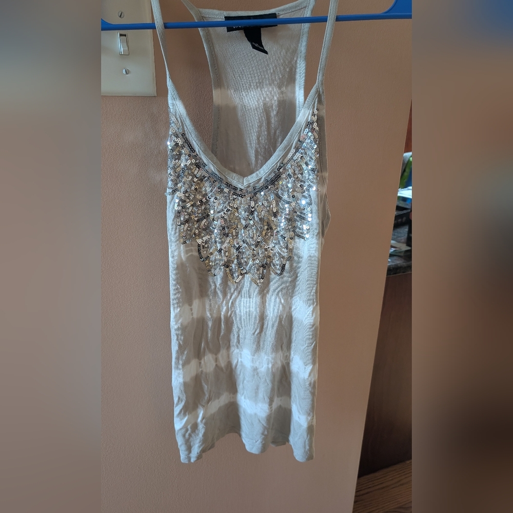 INC International Concepts White Embellished Sleeveless Tank Top